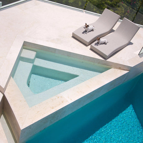 Crema White Limestone Pool Pavers