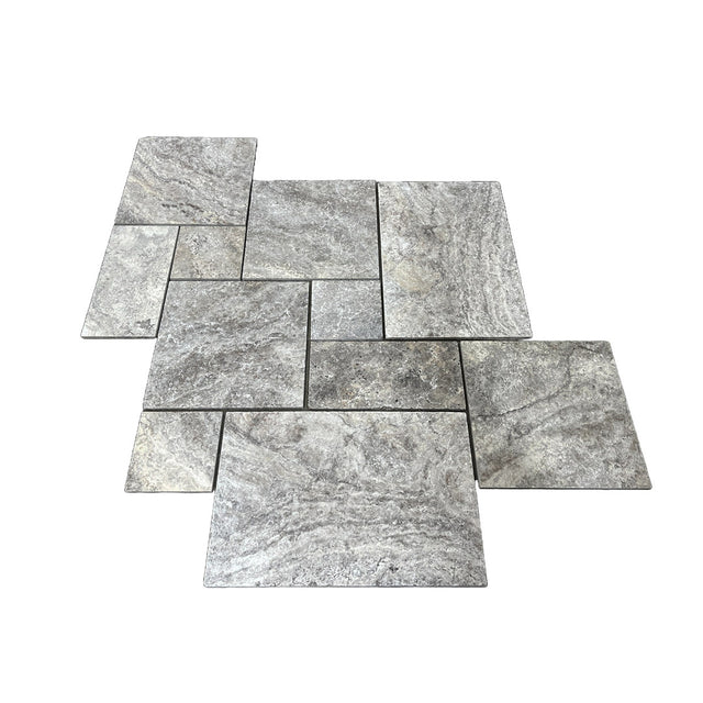 french travertine tile pattern silver